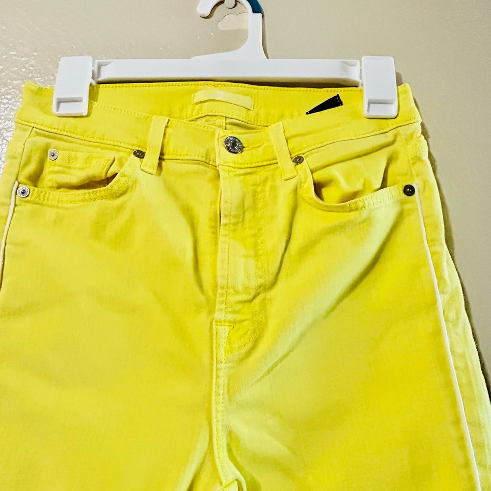 7 For All Mankind Bright Yellow High Rise Jeans